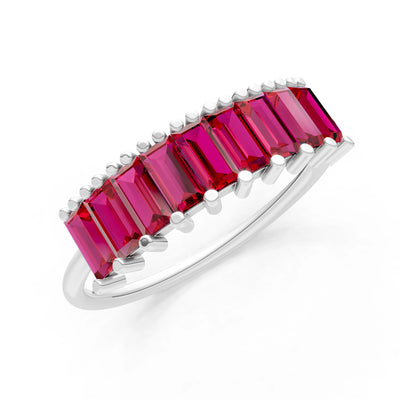Baguette Gemstone Dainty Prong Bar Set Half Band