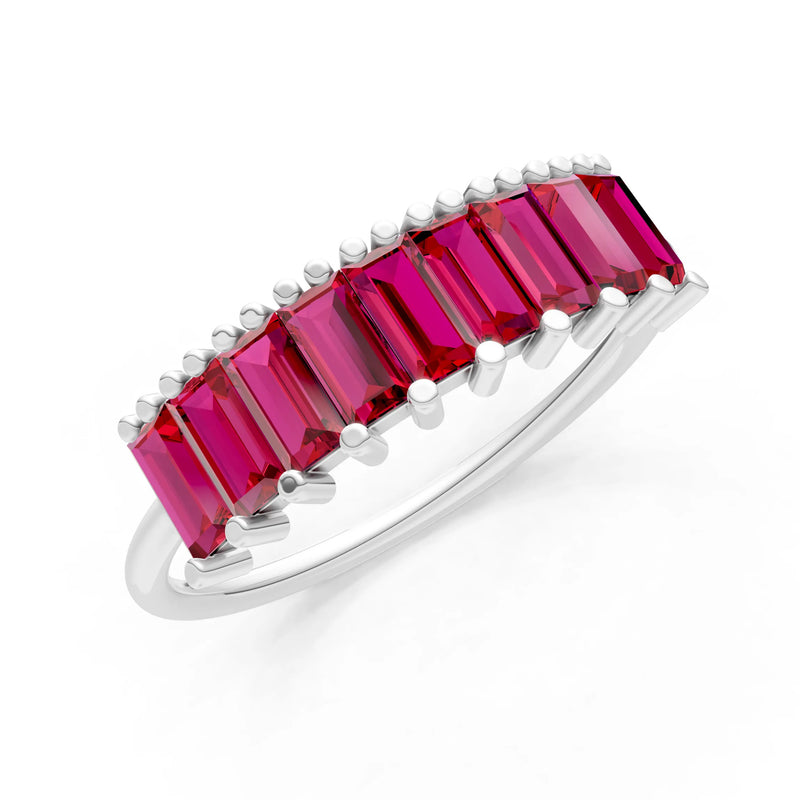 Baguette Gemstone Dainty Prong Bar Set Half Band