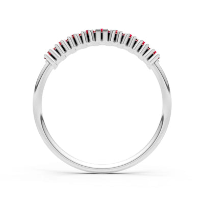 Ruby Dainty  Baguette Cut Prong Bar Set Half Band