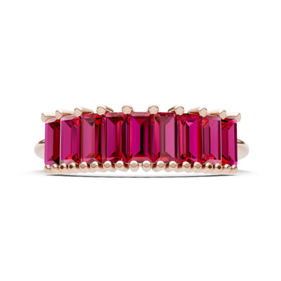 Baguette Gemstone Dainty Prong Bar Set Half Band