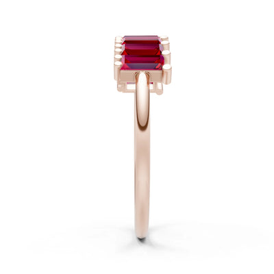 Baguette Gemstone Dainty Prong Bar Set Half Band