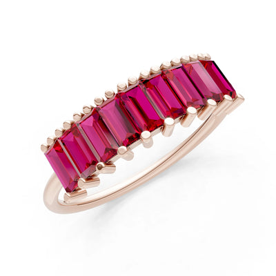 Baguette Gemstone Dainty Prong Bar Set Half Band