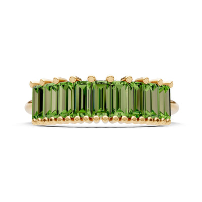 Baguette Gemstone Dainty Prong Bar Set Half Band