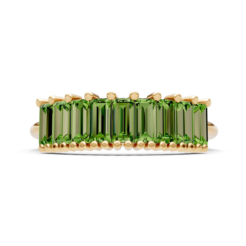 Baguette Gemstone Dainty Prong Bar Set Half Band