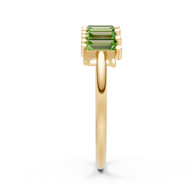 Baguette Gemstone Dainty Prong Bar Set Half Band