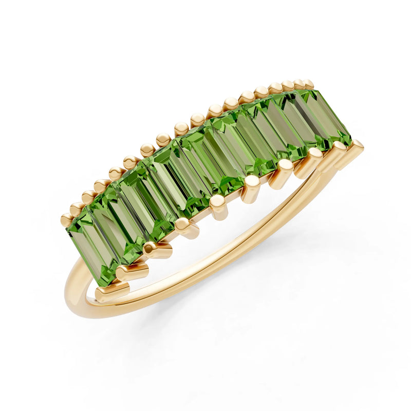 Baguette Gemstone Dainty Prong Bar Set Half Band