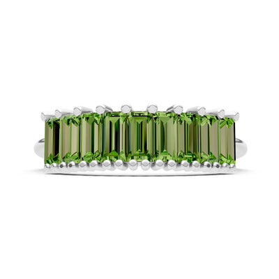 Baguette Gemstone Dainty Prong Bar Set Half Band
