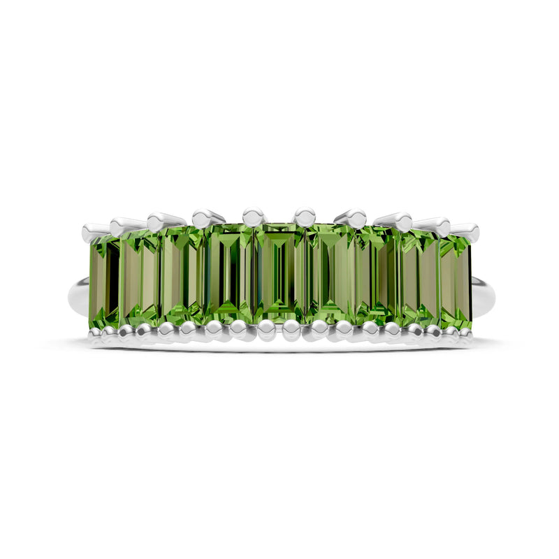 Baguette Gemstone Dainty Prong Bar Set Half Band