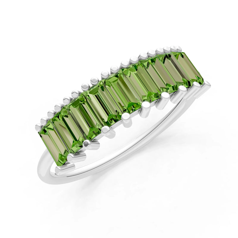 Baguette Gemstone Dainty Prong Bar Set Half Band