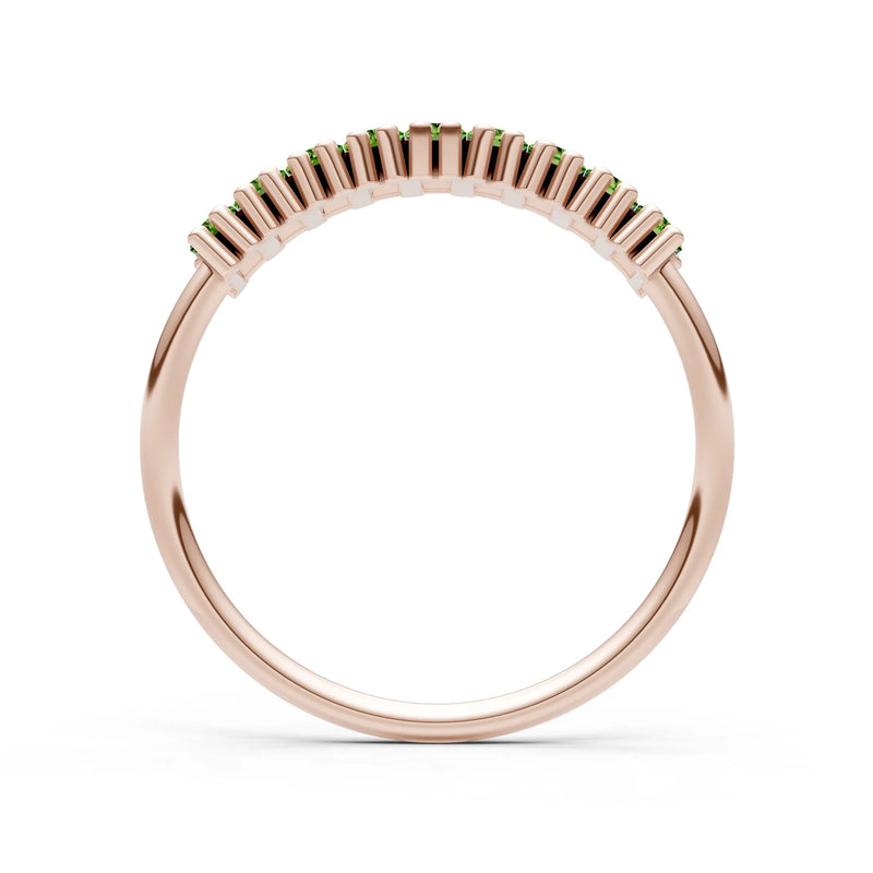 Baguette Gemstone Dainty Prong Bar Set Half Band