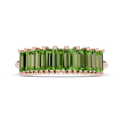 Baguette Gemstone Dainty Prong Bar Set Half Band
