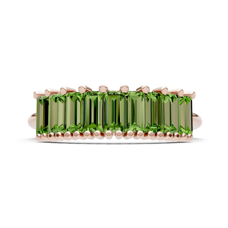 Baguette Gemstone Dainty Prong Bar Set Half Band