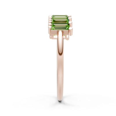 Baguette Gemstone Dainty Prong Bar Set Half Band