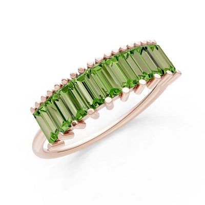 Baguette Gemstone Dainty Prong Bar Set Half Band