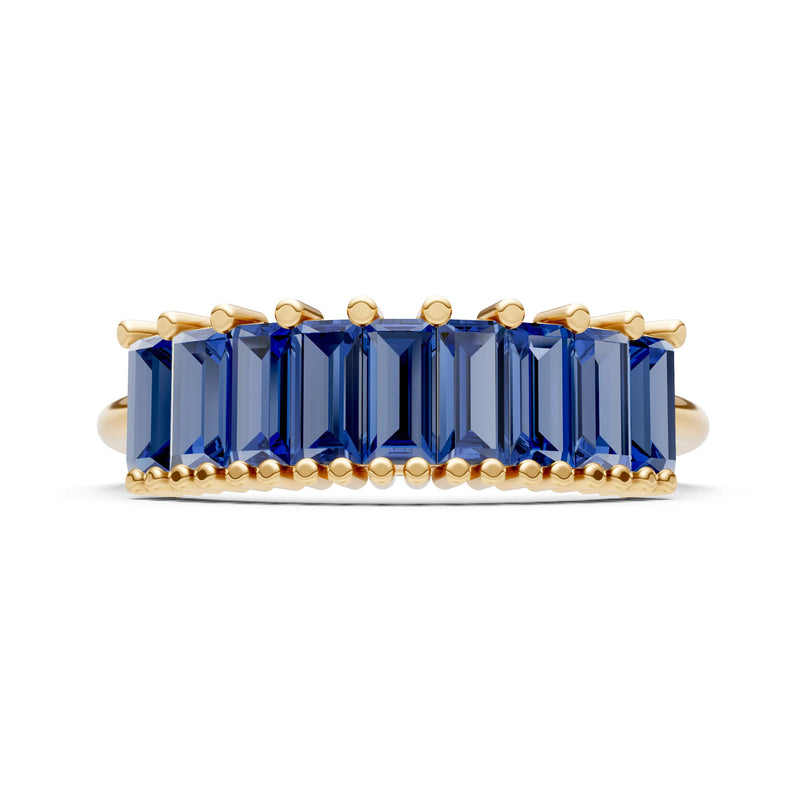 Baguette Gemstone Dainty Prong Bar Set Half Band