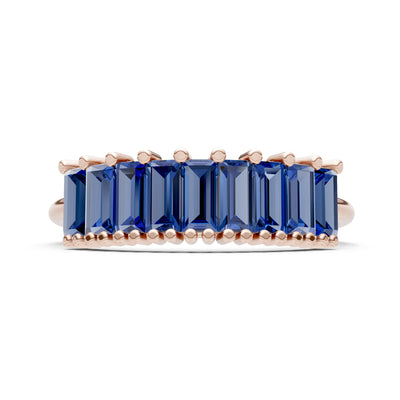 Baguette Gemstone Dainty Prong Bar Set Half Band