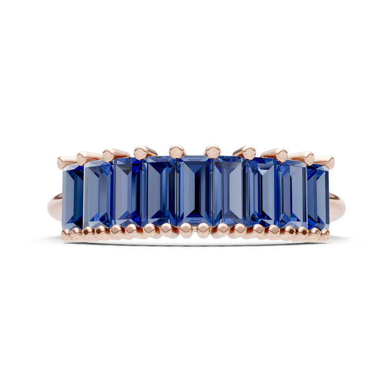 Baguette Gemstone Dainty Prong Bar Set Half Band