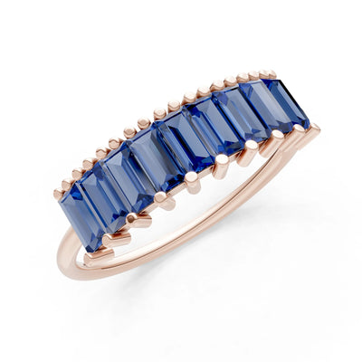Baguette Gemstone Dainty Prong Bar Set Half Band