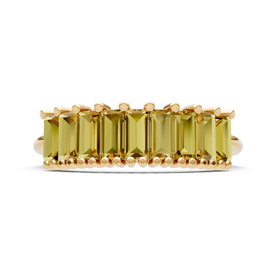 Baguette Gemstone Dainty Prong Bar Set Half Band