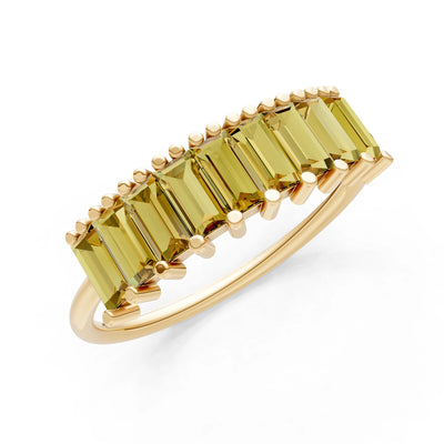 Baguette Gemstone Dainty Prong Bar Set Half Band