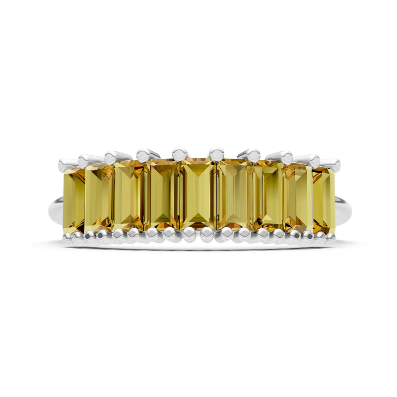 Baguette Gemstone Dainty Prong Bar Set Half Band