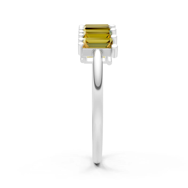 Citrine Dainty  Baguette Cut Prong Bar Set Half Band