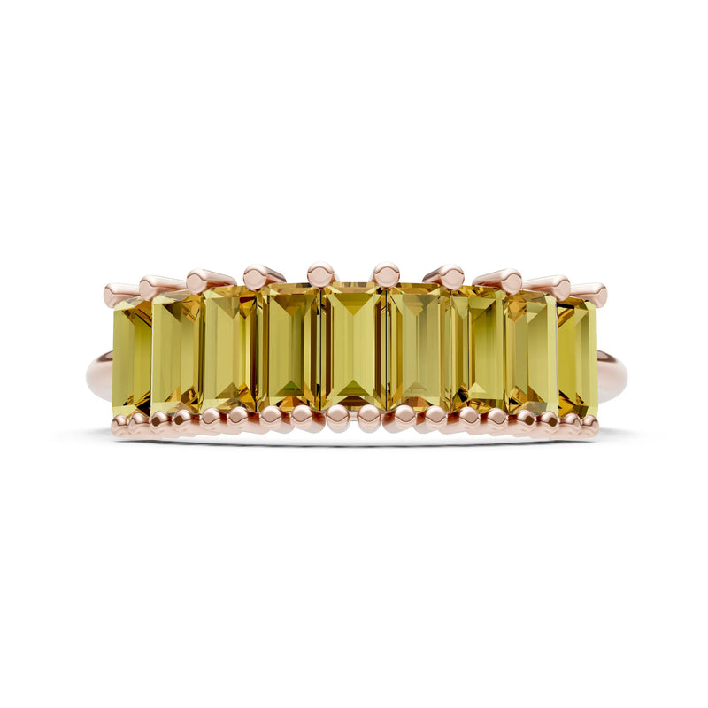 Baguette Gemstone Dainty Prong Bar Set Half Band