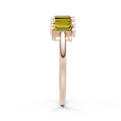 Baguette Gemstone Dainty Prong Bar Set Half Band