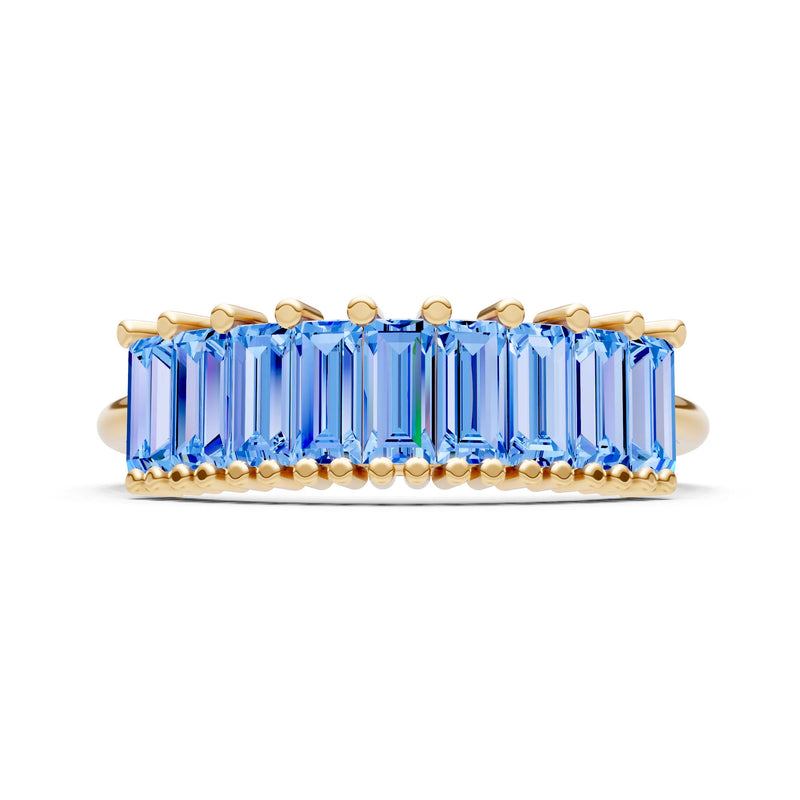 Baguette Gemstone Dainty Prong Bar Set Half Band
