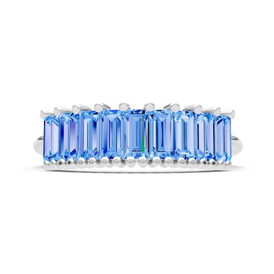 Baguette Gemstone Dainty Prong Bar Set Half Band