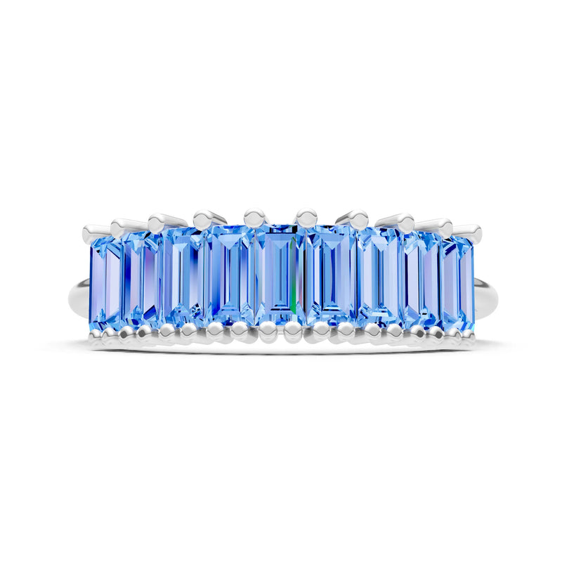 Baguette Gemstone Dainty Prong Bar Set Half Band