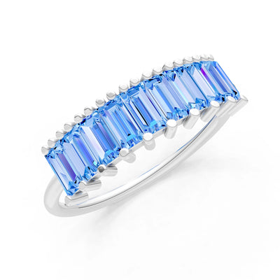 Baguette Gemstone Dainty Prong Bar Set Half Band