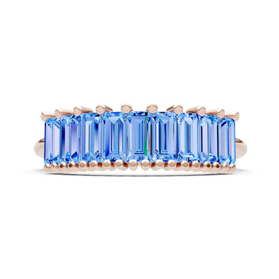 Baguette Gemstone Dainty Prong Bar Set Half Band
