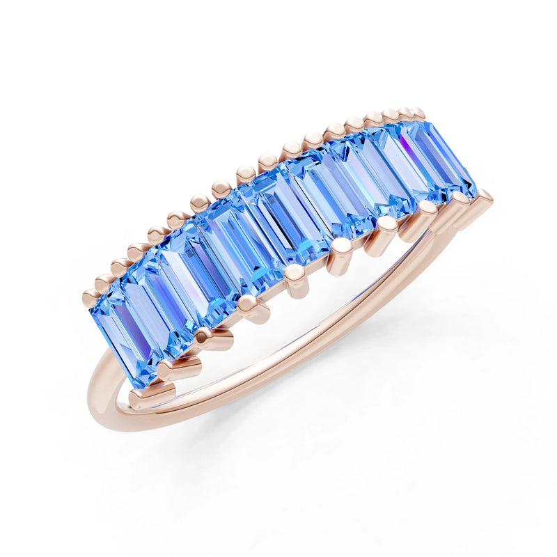 Baguette Gemstone Dainty Prong Bar Set Half Band