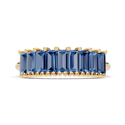 Baguette Gemstone Dainty Prong Bar Set Half Band