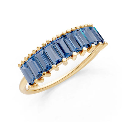 Baguette Gemstone Dainty Prong Bar Set Half Band