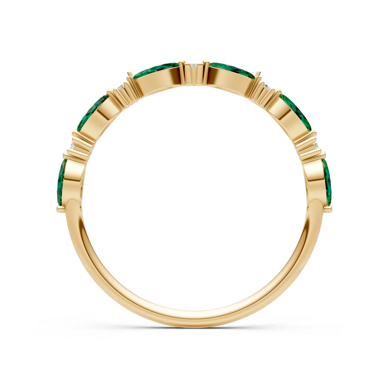 Marquise & Round Gemstone Dainty Alternating Prong Station Half Band