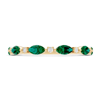 Marquise & Round Gemstone Dainty Alternating Prong Station Half Band