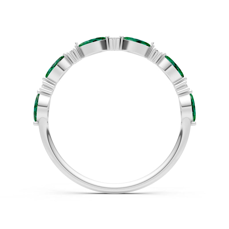 Marquise & Round Gemstone Dainty Alternating Prong Station Half Band