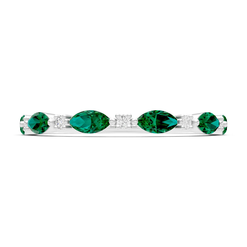 Marquise & Round Gemstone Dainty Alternating Prong Station Half Band