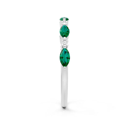Marquise & Round Gemstone Dainty Alternating Prong Station Half Band