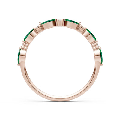 Marquise & Round Gemstone Dainty Alternating Prong Station Half Band