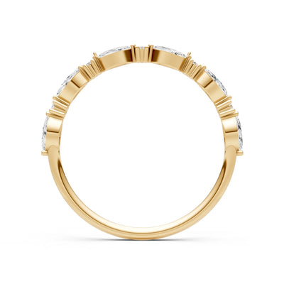 Marquise & Round Gemstone Dainty Alternating Prong Station Half Band