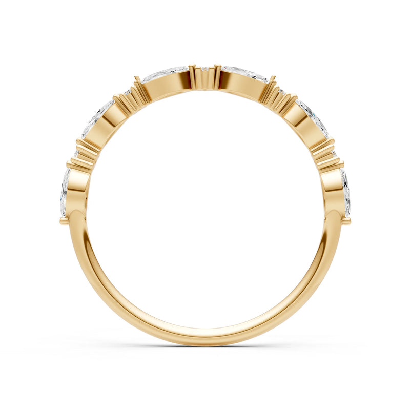 Marquise & Round Gemstone Dainty Alternating Prong Station Half Band