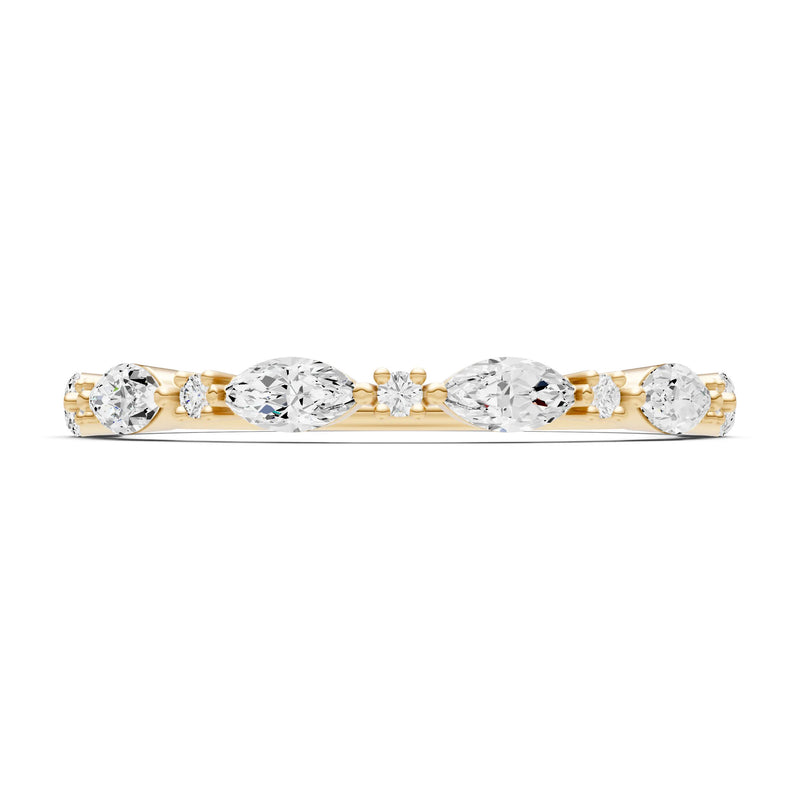 Marquise & Round Gemstone Dainty Alternating Prong Station Half Band