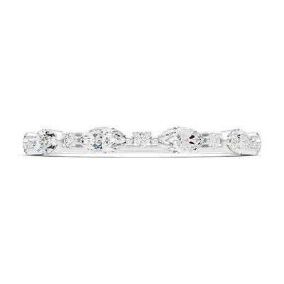Marquise & Round Gemstone Dainty Alternating Prong Station Half Band
