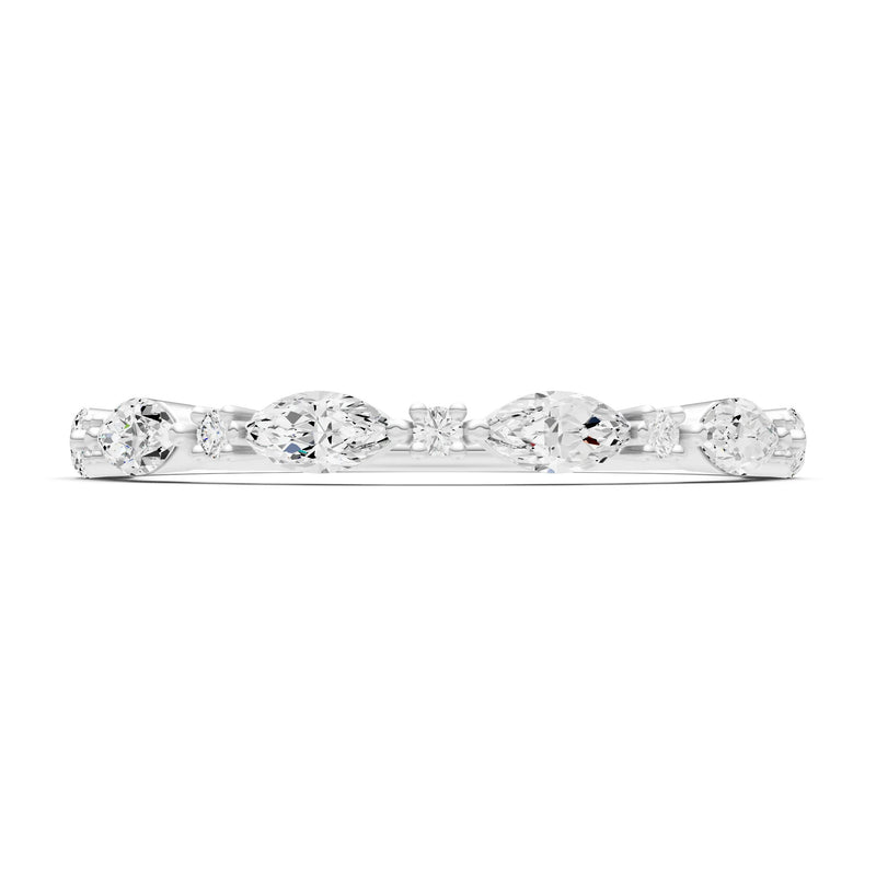 Marquise & Round Gemstone Dainty Alternating Prong Station Half Band