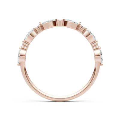 Marquise & Round Gemstone Dainty Alternating Prong Station Half Band