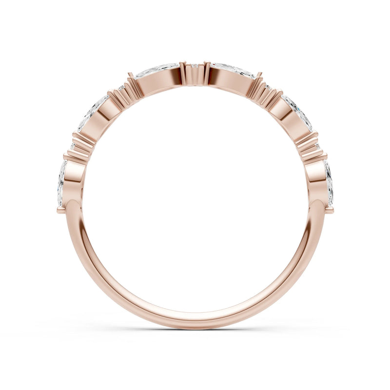 Marquise & Round Gemstone Dainty Alternating Prong Station Half Band