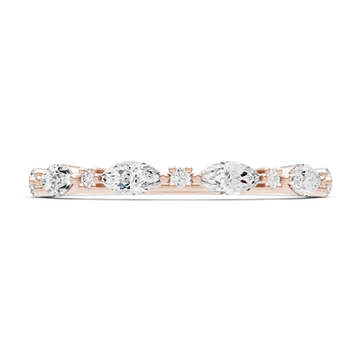 Marquise & Round Gemstone Dainty Alternating Prong Station Half Band